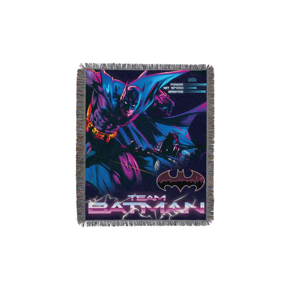 Batman 860829 48 x 60 in. Batman Game Over Woven Tapestry Throw with Tassels, Blue