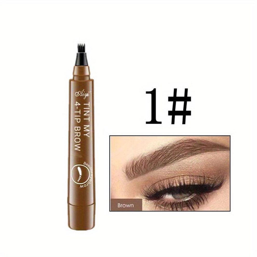 (light brown, 1PC) 4 Split Head Liquid Eyebrow Pen, Waterproof And Smudge Proof Eyebrow Pencil, Microblading Eyebrow Pencil Natural Looking Eyebrow Ta