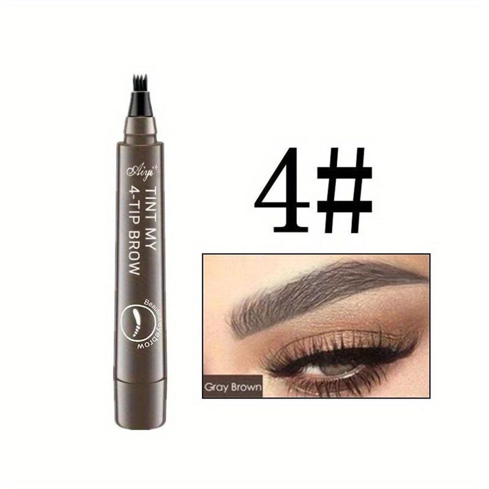 (grey, 1PC) 4 Split Head Liquid Eyebrow Pen, Waterproof And Smudge Proof Eyebrow Pencil, Microblading Eyebrow Pencil Natural Looking Eyebrow Tattoo Pe
