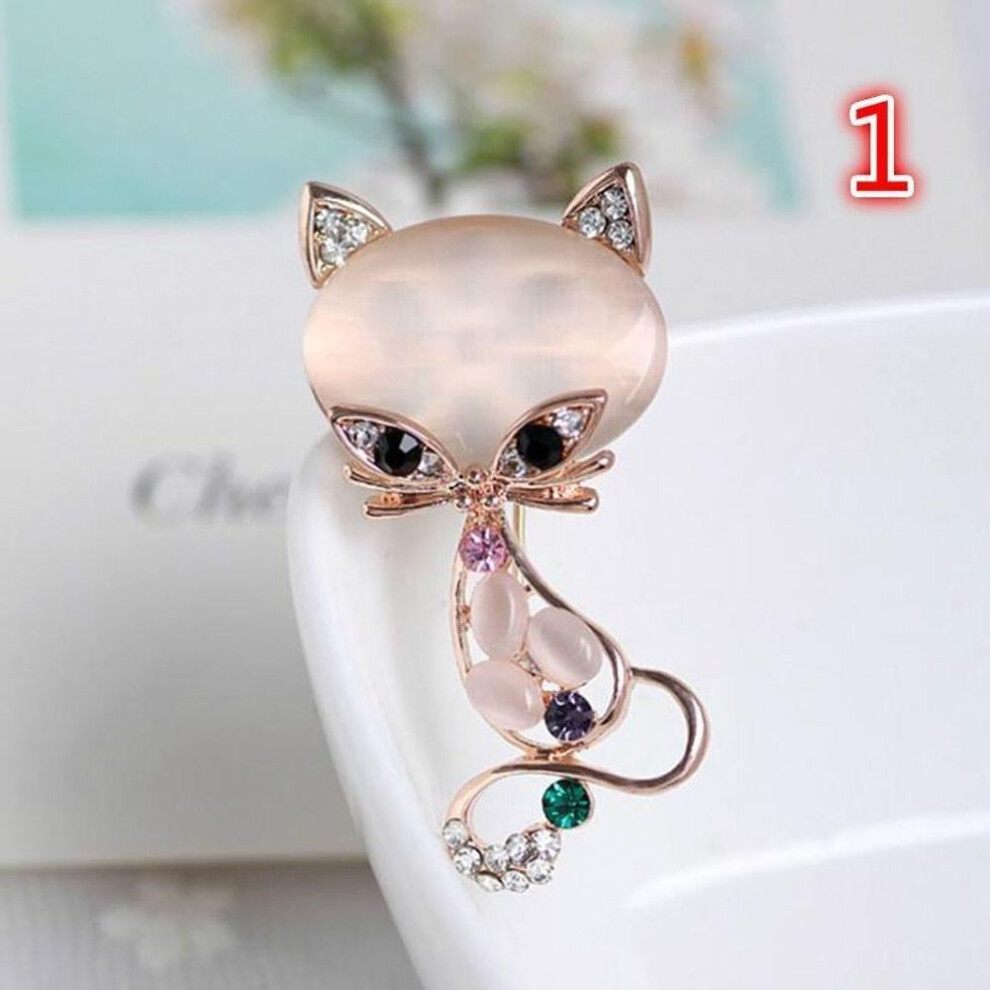 (1) Shoulder Animal Pins Accessories Corsages Women Cats Lovely Crystal Brooch Black Cats Pin