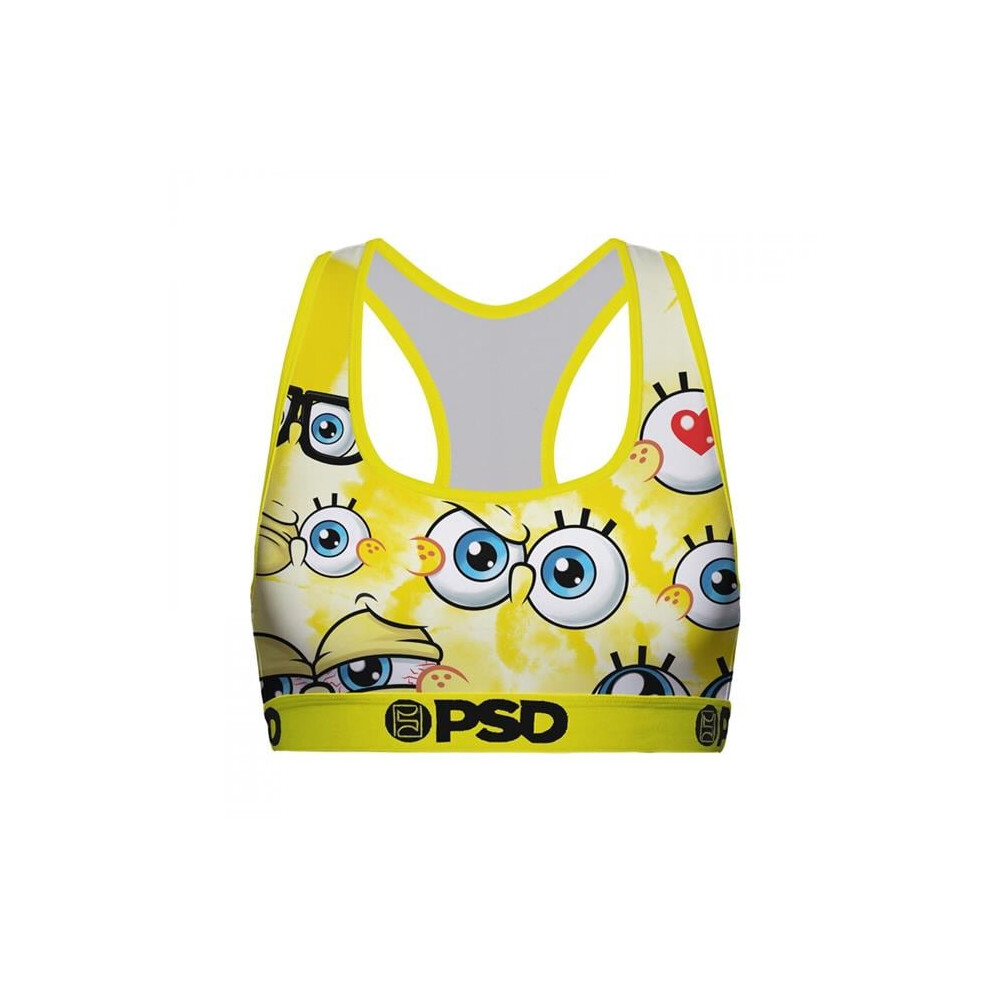 Spongebob 867811-medium Square Pants Eyes On You PSD Sports Bra, Yellow - Medium