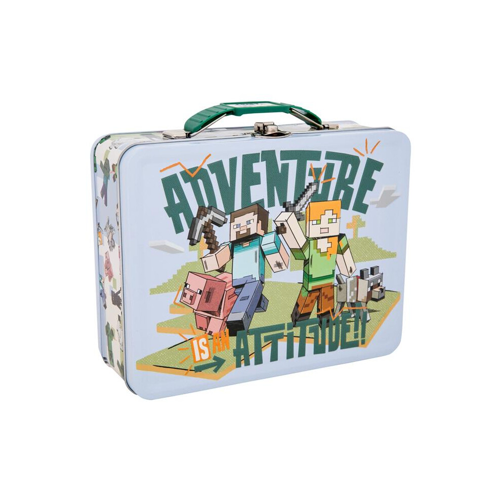 Minecraft 875056 Adventure Attitude Tin Lunchbox, Grey