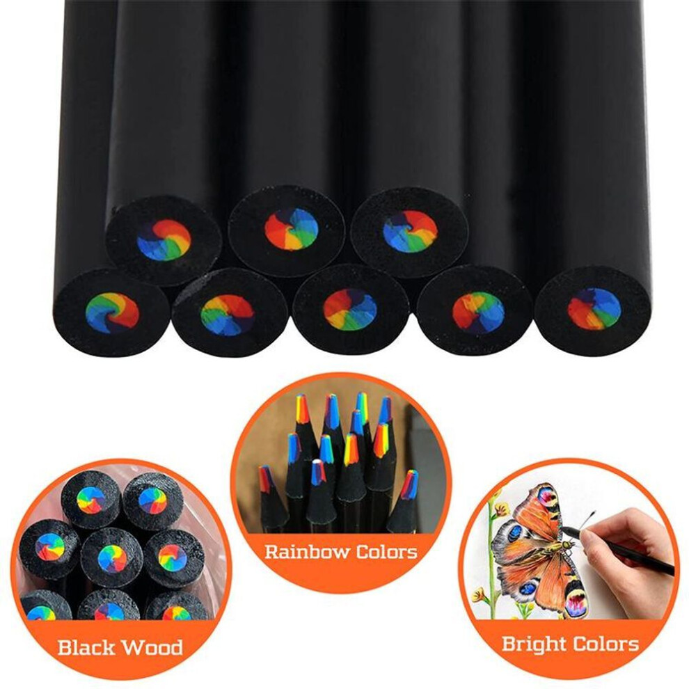 4pcs 7 Colors Concentric Gradient Colorful Pencil Crayons Colored Pencil Set Creative Kawaii Stationery Art Painting Drawing Pen