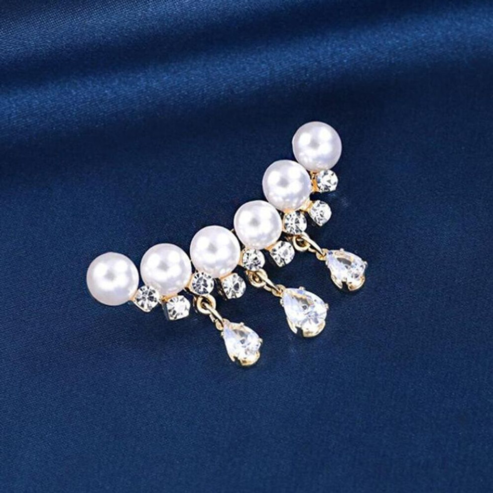 Elegant White  Pearl Brooches For Women Girls Luxury Gold Color Waterdrop  Tassel Brooch Pins