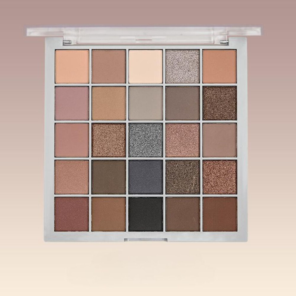 (coffee) Eyeshadow Palette, 25 Shades, Matte Finish, Neutral Grey & Brown Earth Tones, Coffee & Chocolate Inspired Shades For Versatile Makeup Looks