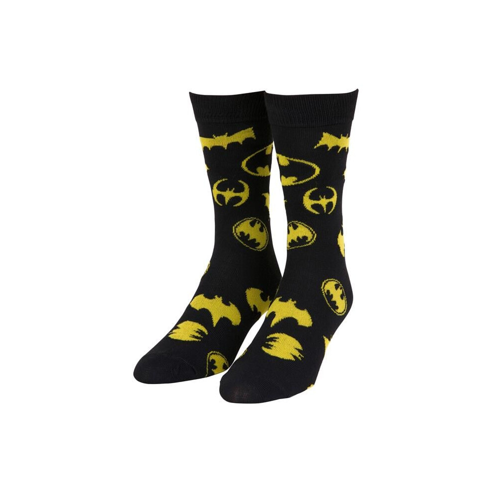 Batman 871783 Batman History of Logos Crew Socks, Black & Yellow