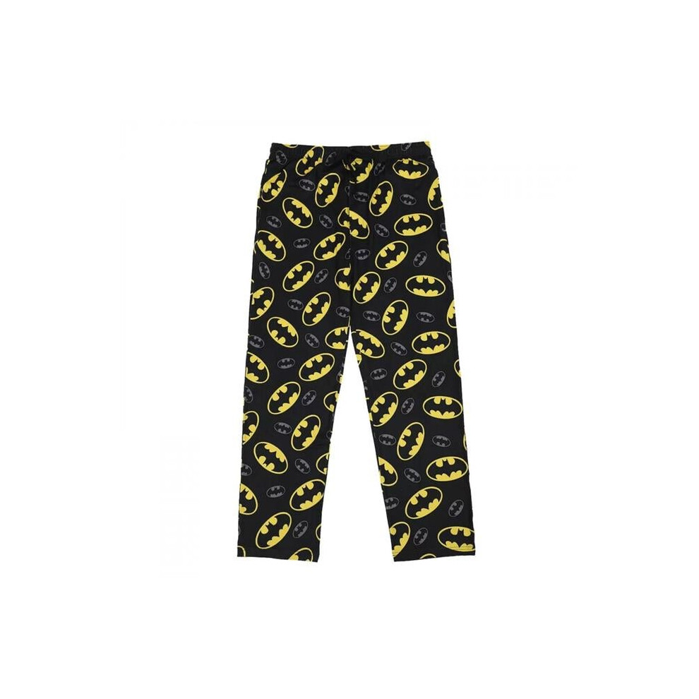 Batman 872340-large Batman Classic Logo All Over Print Sleep Pant, Black - Large