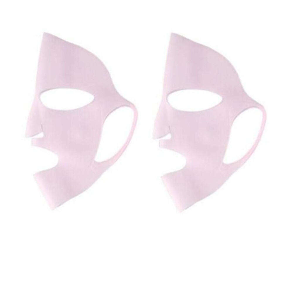 (pink, 2Pcs) New Silicone Face Mask Cover Prevent Mask Essence Evaporation Speed Up The Absorption Moisturizing Facial Mask Cover Reusable Pink/white