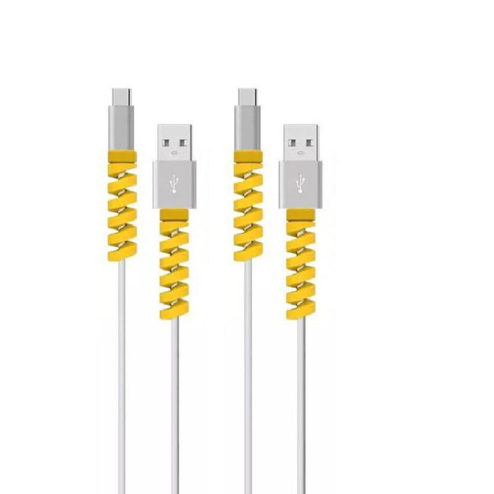 (yellow) Spiral Usb Data Charging Cable Earphone Line Cord Protector Silicone Case Cover Prevent The Phone Charging Cable From Breaking