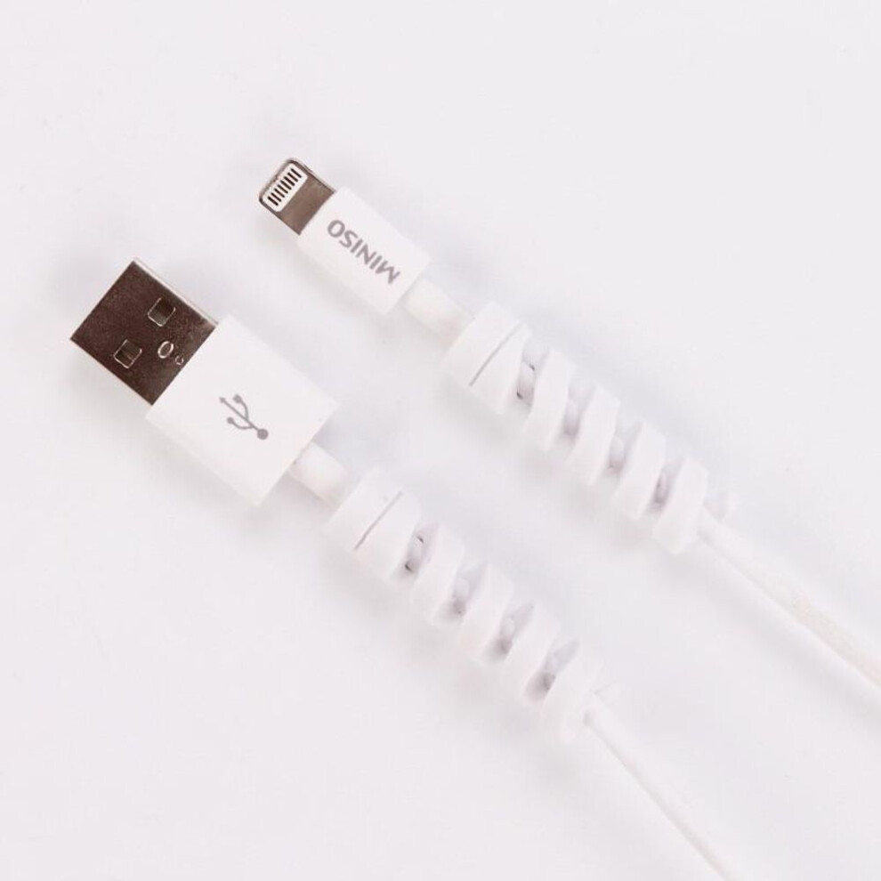 (white) Spiral Usb Data Charging Cable Earphone Line Cord Protector Silicone Case Cover Prevent The Phone Charging Cable From Breaking