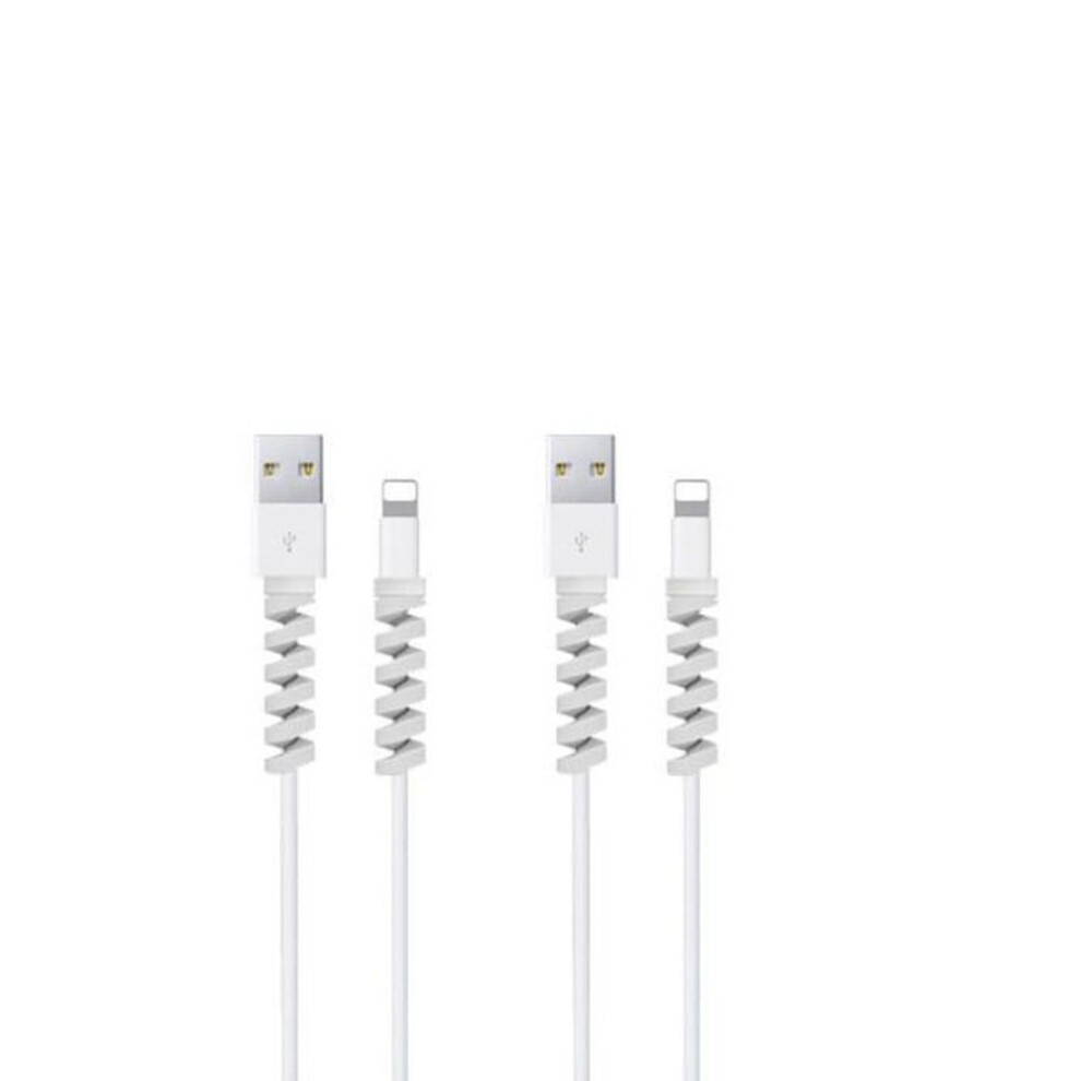 (grey) Spiral Usb Data Charging Cable Earphone Line Cord Protector Silicone Case Cover Prevent The Phone Charging Cable From Breaking