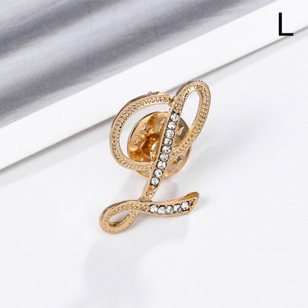 (L) 1PC Crystal Rhinestones Brooch 26 English Letter Brooches Women High Quality Jewelry Gifts