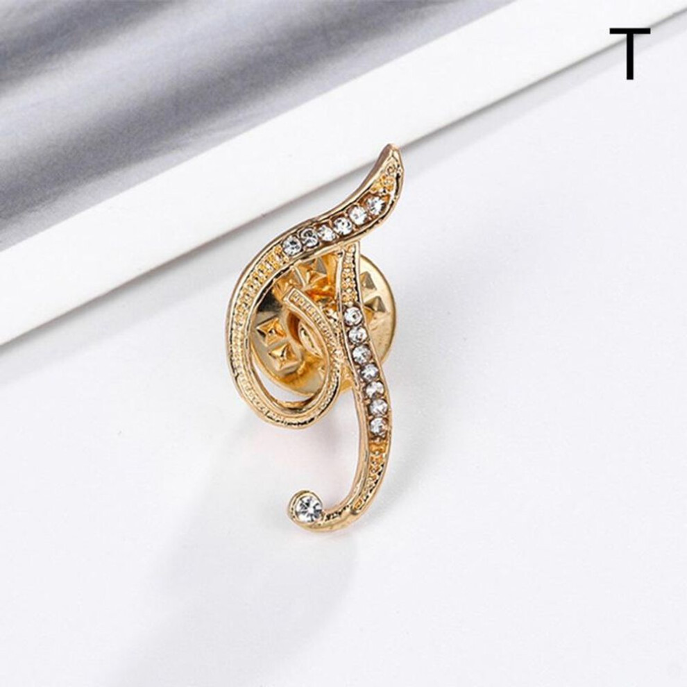 (T) 1PC Crystal Rhinestones Brooch 26 English Letter Brooches Women High Quality Jewelry Gifts