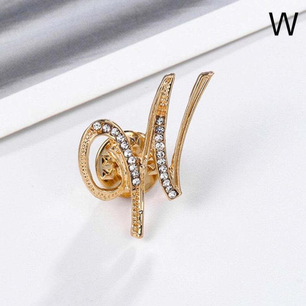 (W) 1PC Crystal Rhinestones Brooch 26 English Letter Brooches Women High Quality Jewelry Gifts