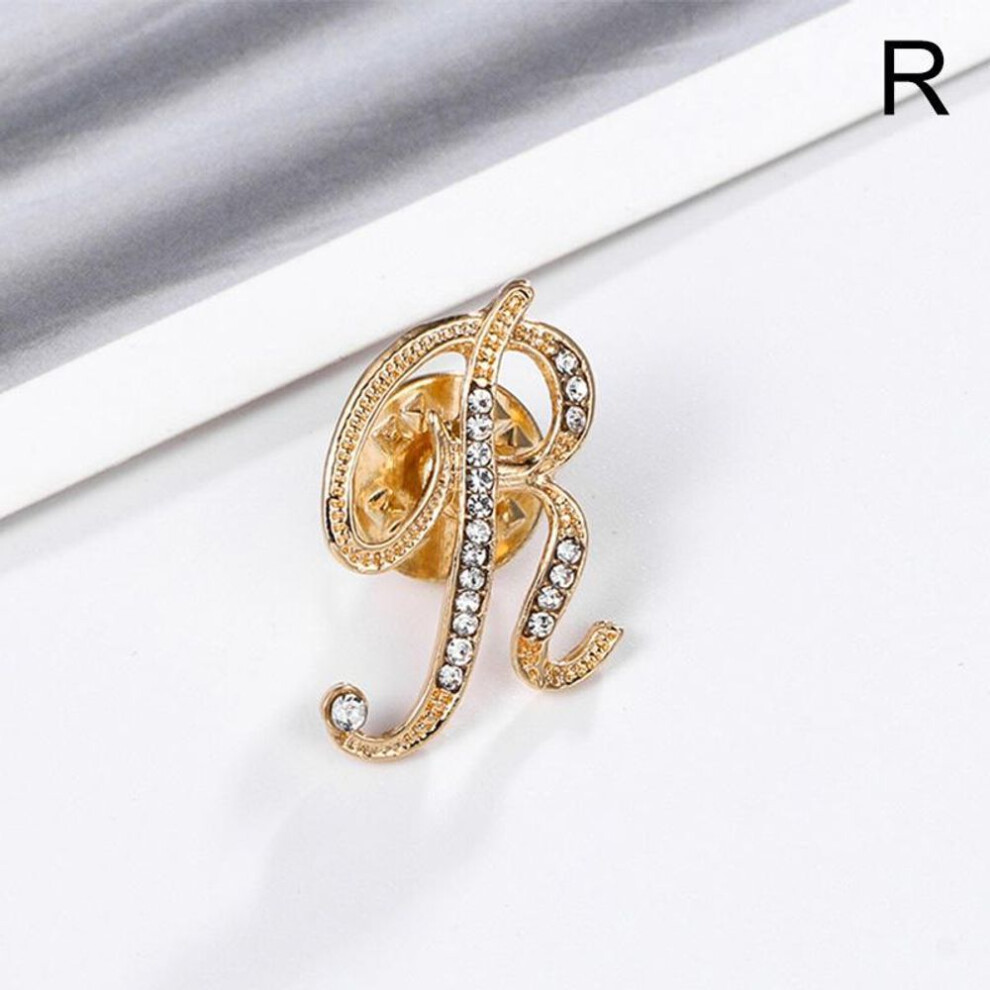 (R) 1PC Crystal Rhinestones Brooch 26 English Letter Brooches Women High Quality Jewelry Gifts
