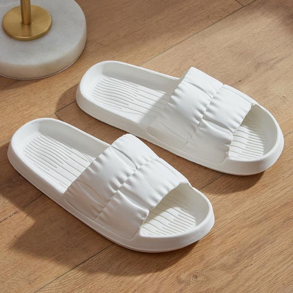 (white, 42-43) Women Summer Beach Sandals Soft Sole Cloud Slippers with Thick Platform Fashion Eva Flip Flops for Home