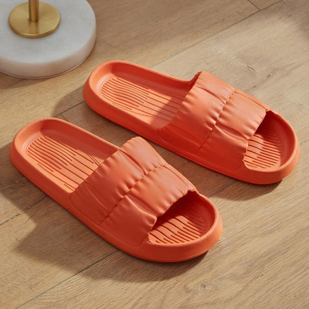 (orange, 38-39) Women Summer Beach Sandals Soft Sole Cloud Slippers with Thick Platform Fashion Eva Flip Flops for Home