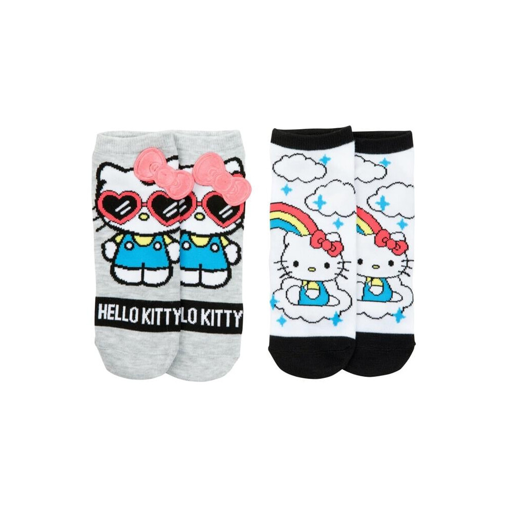 Hello Kitty 877188 Women Rainbows & Shades No Show Socks - Pack of 2