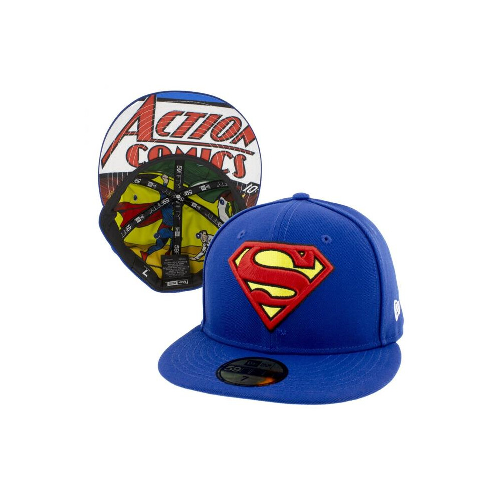 Superman 872207-77-8Fitte Action Comics No.1 Underside Print Era 59 Fifty Fitted Hat - 7.875 Fitted