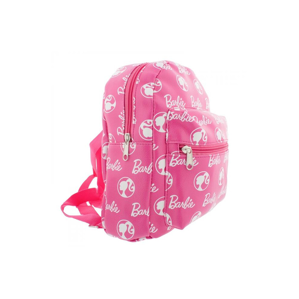 Barbie 876798 Barbie 10 in. Pink Synthetic Leather All Over Print Backpack
