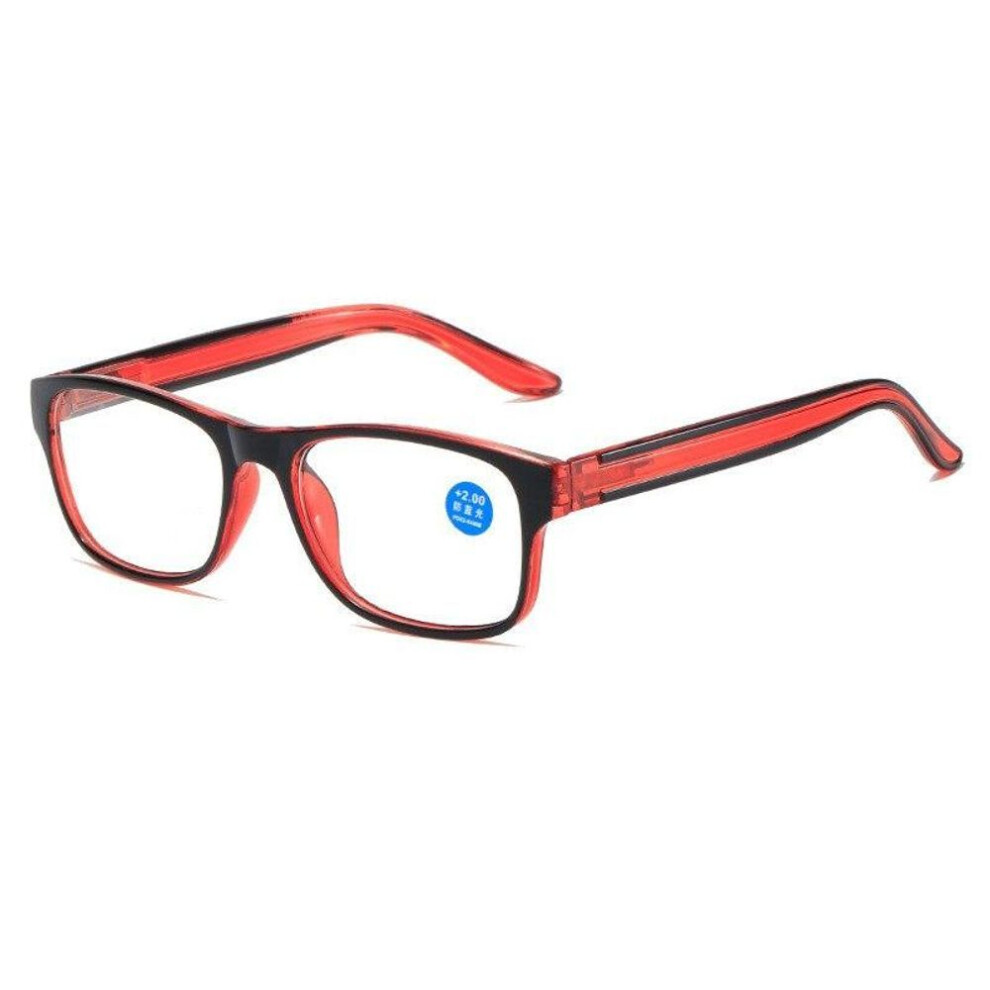 (red, +1.5) Fashion Men Women Reading Glasses Plastic Presbyopia Glasses Anti Blue Light Eyeglasses Uv400