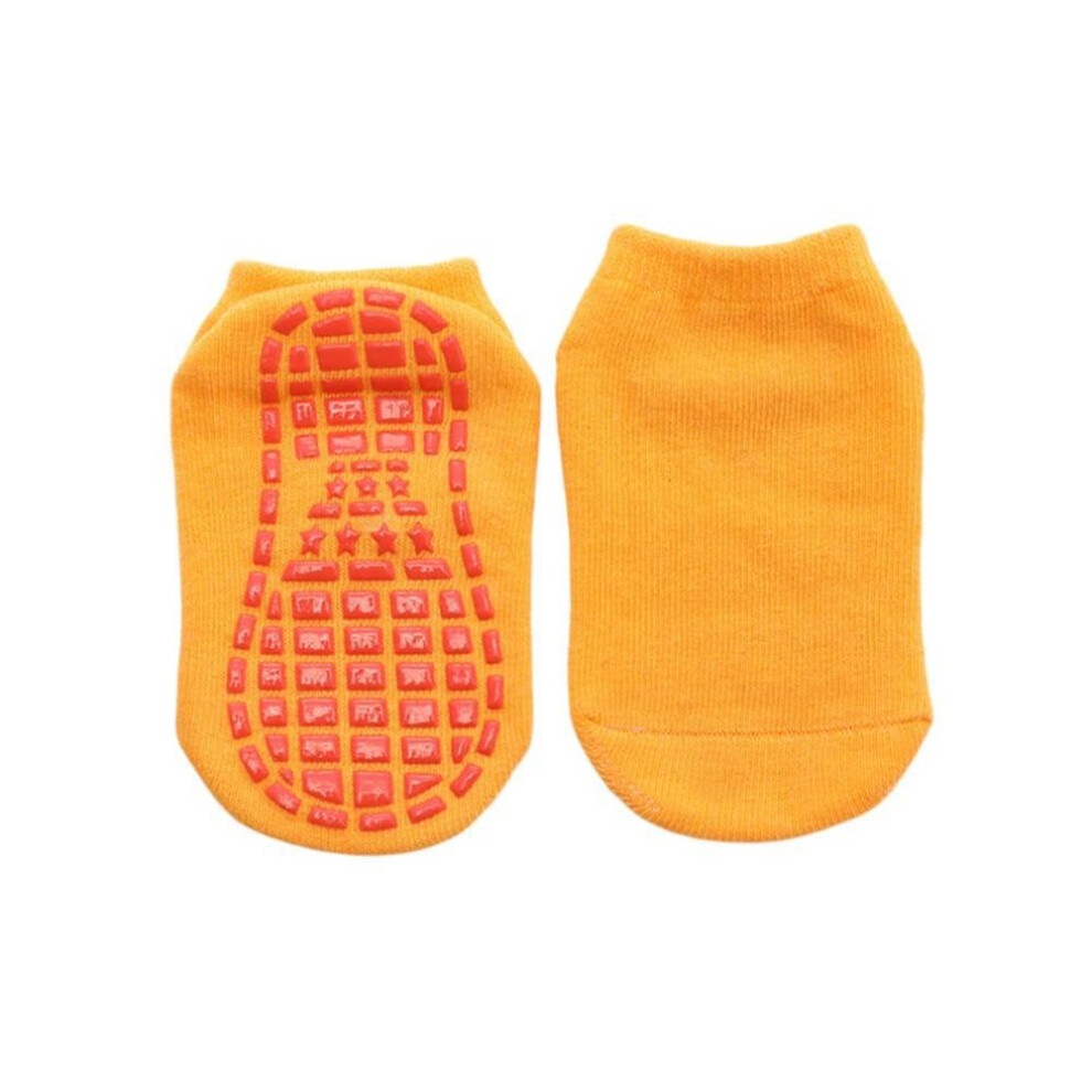 (yellow, 6-10Y) Boy Slip Anti Breathable Kids Girl Elastic Sports Floor Ankle Socks