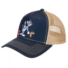 Tom & Jerry 889149 Tom & Jerry Shaking Hands Low Profile Snapback Hat - Navy & Khaki