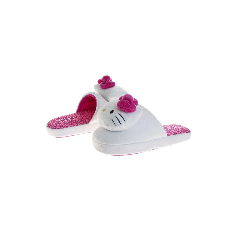 Hello Kitty 888478-size5-6 Hello Kitty 3D Plush Face Pink Bow Womens Slippers - Size 5-6