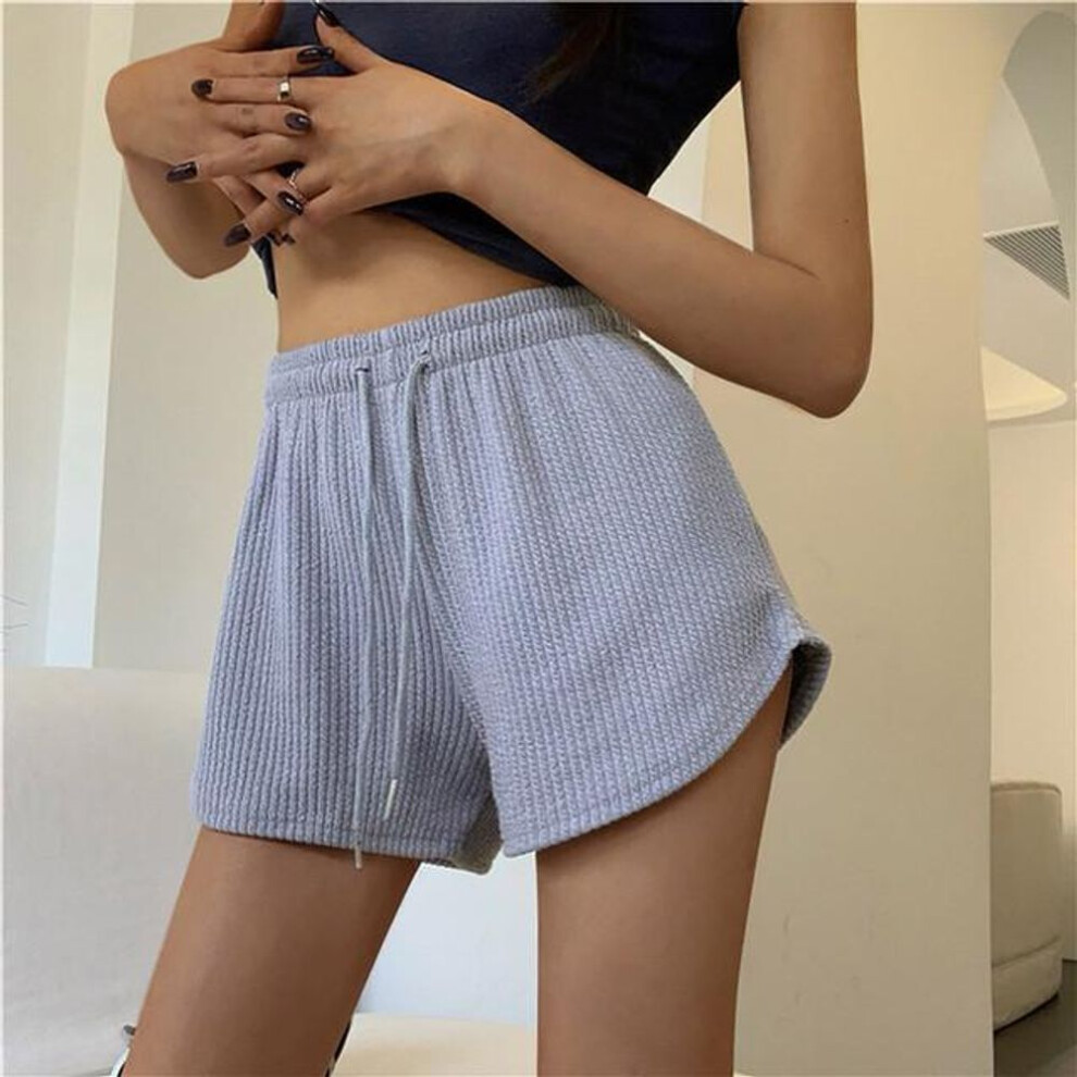 (gray, S) Women Shorts Summer High Elastic Lace Up Drawstring Wide Leg Sweat Short Fitness Running Shorts Loose Casual Large Sports Pants