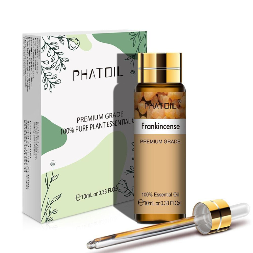 (as the picture, Frankincense) Phatoil 10ml With Dropper Lavender Vanilla Eucalyptus Pure Natural Essential Oils Rose Jasmine Ylang Ylang Diffuser Aroma Oil