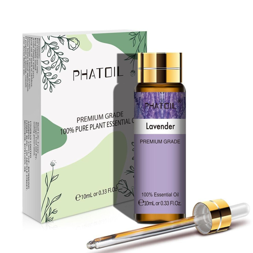 (as the picture, Lavender) Phatoil 10ml With Dropper Lavender Vanilla Eucalyptus Pure Natural Essential Oils Rose Jasmine Ylang Ylang Diffuser Aroma Oil