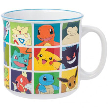 Pokemon 888179 20 oz Pokemon Pop Color Grid Ceramic Camper Mug - Multi Color
