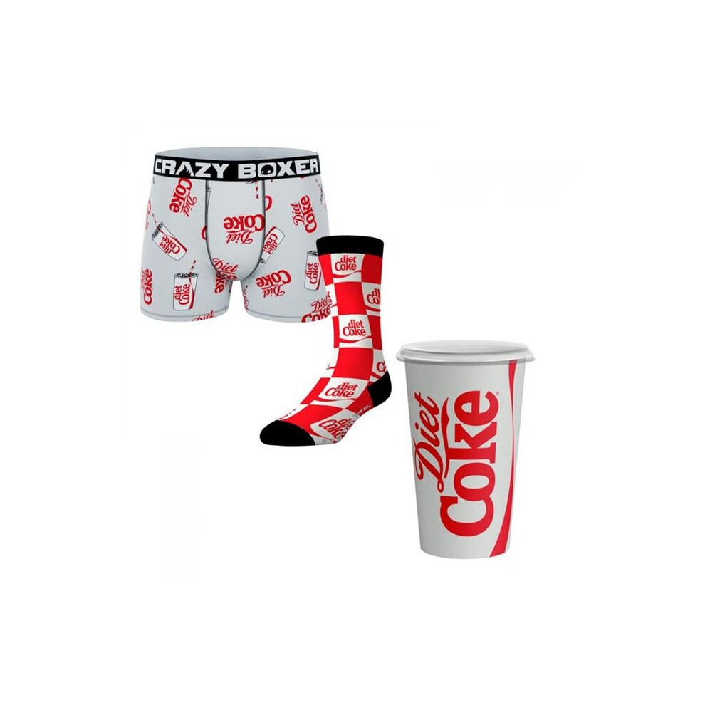Coca-Cola 885595-large-36- Crazy Boxers Coca-Cola Diet Coke Mens Boxer Briefs & Socks Cup Set - Large - 36-38