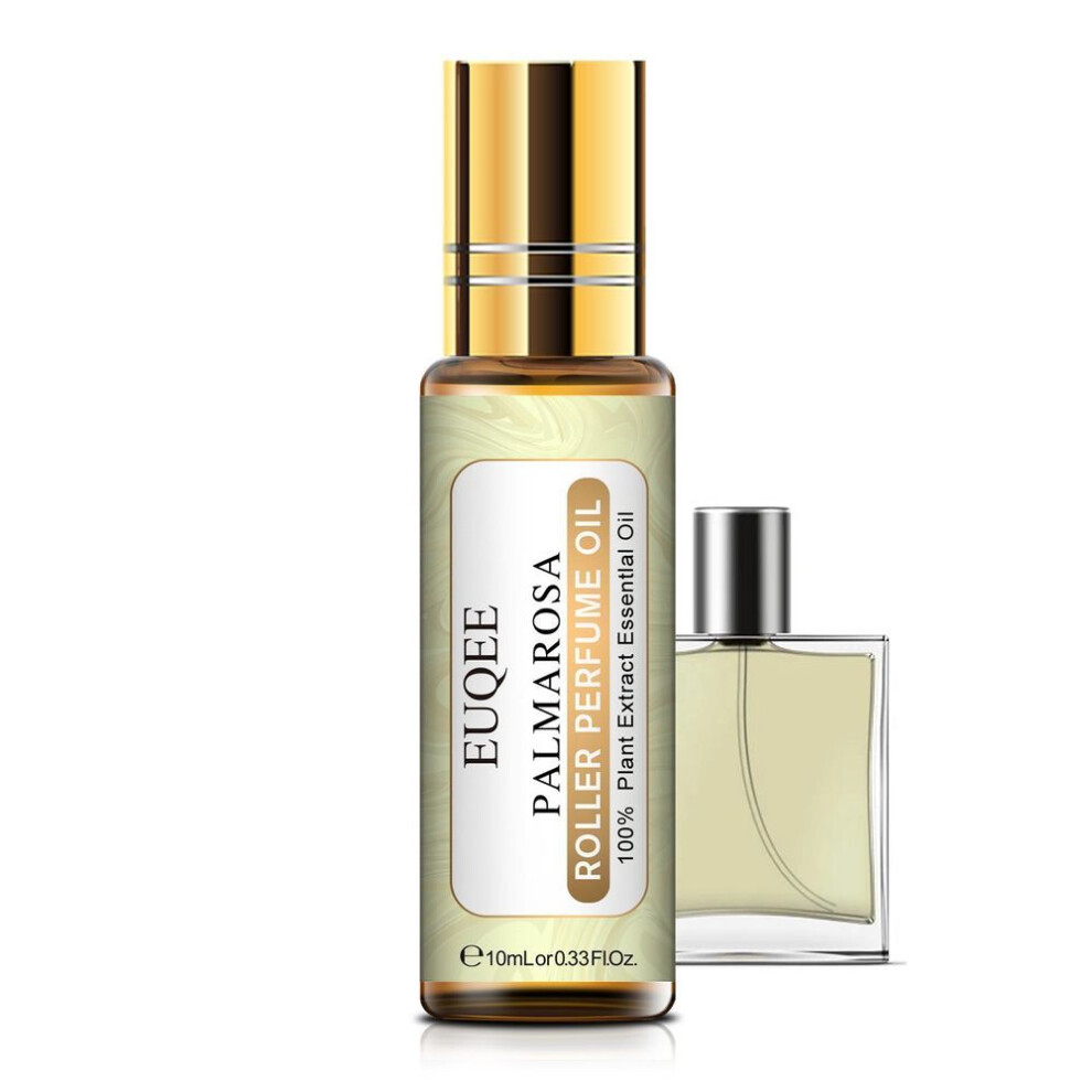 (as the picture, Palmarosa) 10ml Euqee Roller Perfume Oil For Diffuser Massage Healthy Calming Air Fresh Care Diy Perfume Angel White Musk Coconut& Vanilla Essential Oil