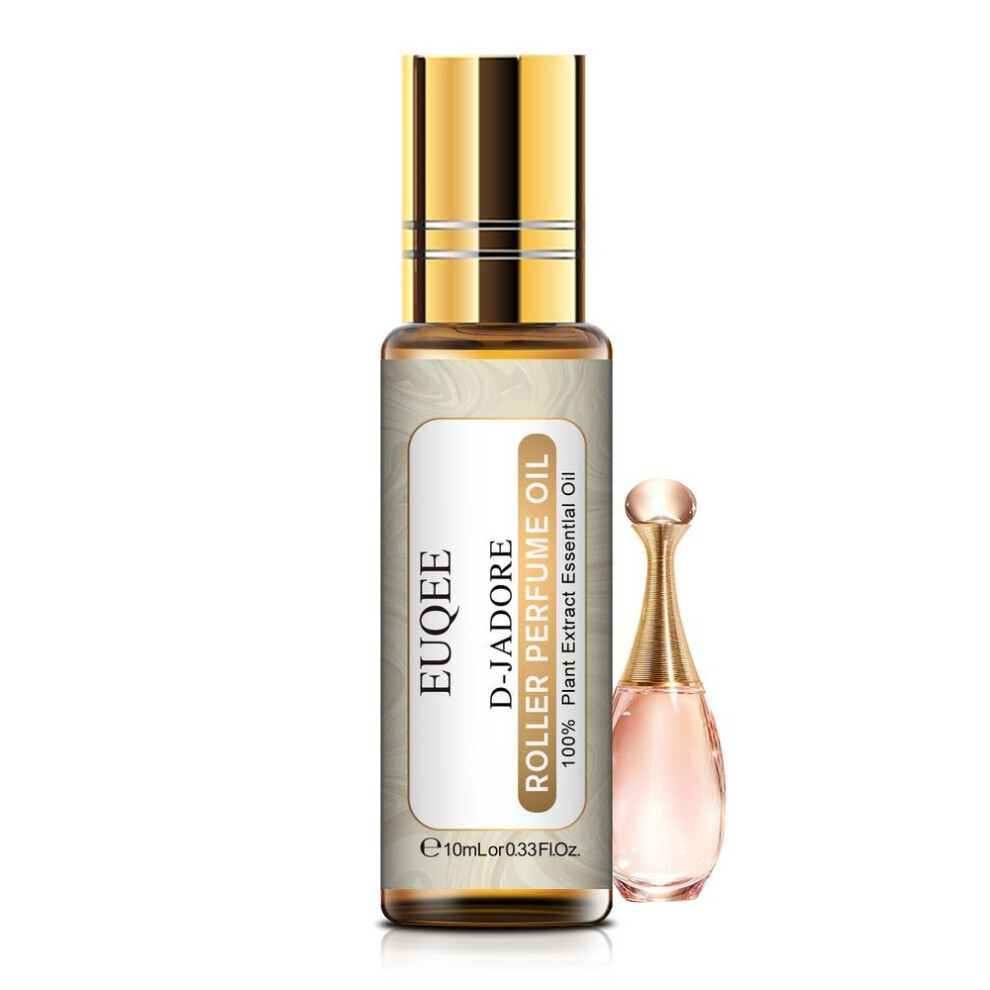 (as the picture, D-Jadore) 10ml Euqee Roller Perfume Oil For Diffuser Massage Healthy Calming Air Fresh Care Diy Perfume Angel White Musk Coconut& Vanilla Essential Oil