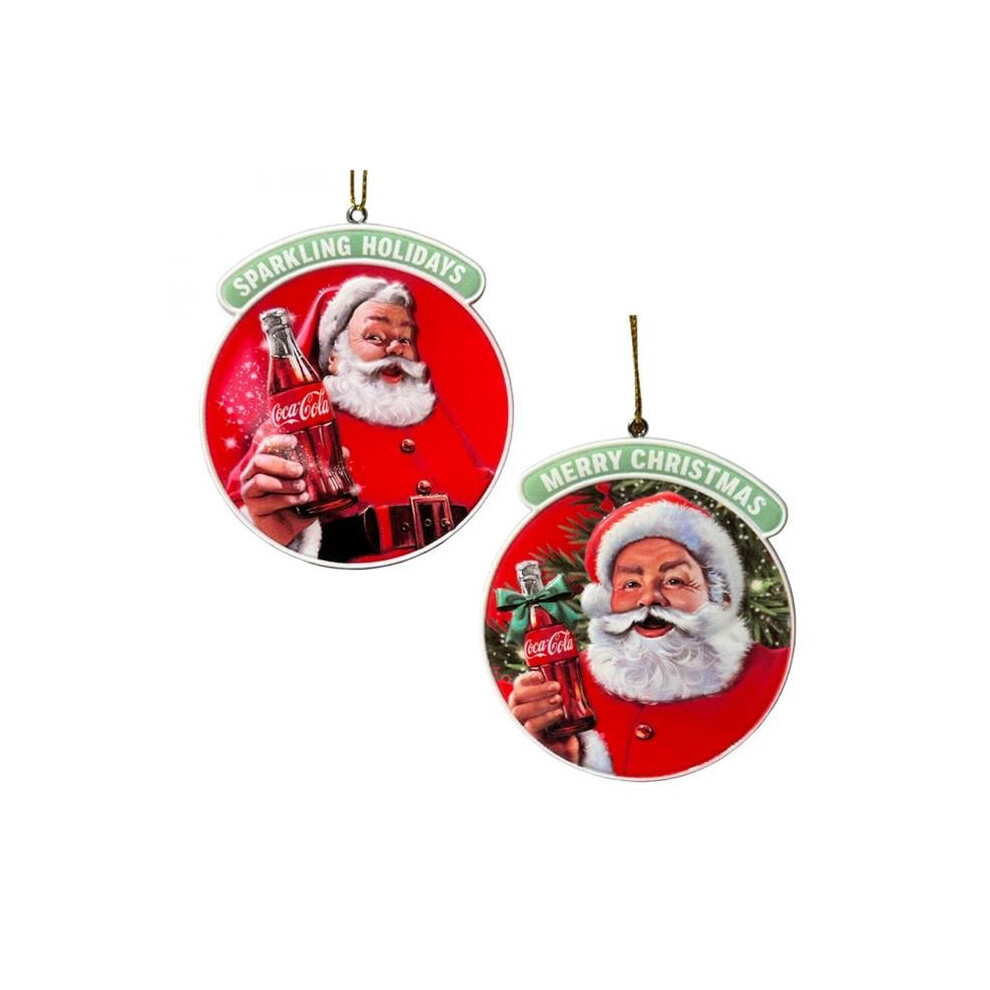 Coca-Cola 875768 Coca-Cola 3-D Printed Santa Christmas Round Ornaments Pack