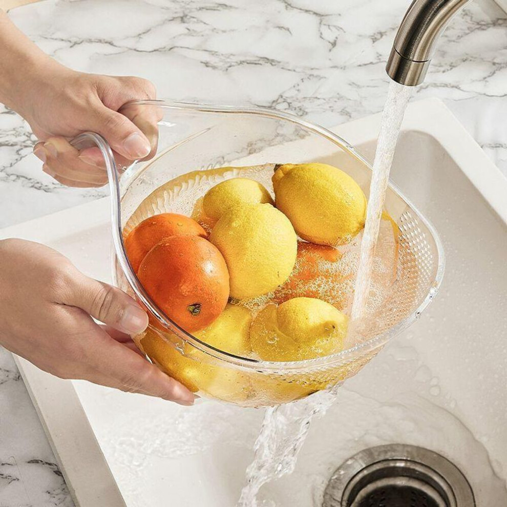(white, 1PCS) 1pc Multifunctional Drain Basket Drain Bowl Household Sink Vegetable Basin Kitchen Rice Washing Colander Fruit Plate