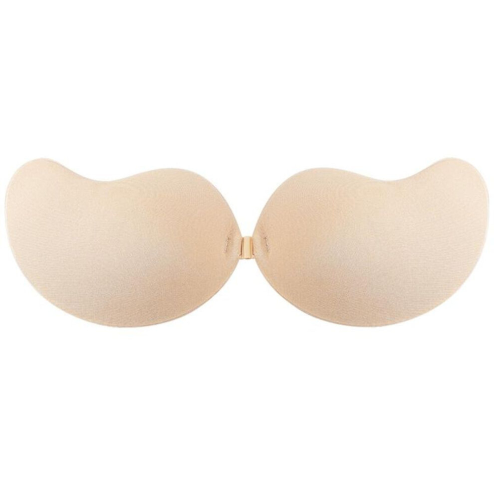(beige, B) Invisible Push Up Bra For Women Backless Strapless Bra Seamless Front Closure Bralette Underwear Silicone Self-adhesive Bra Pads
