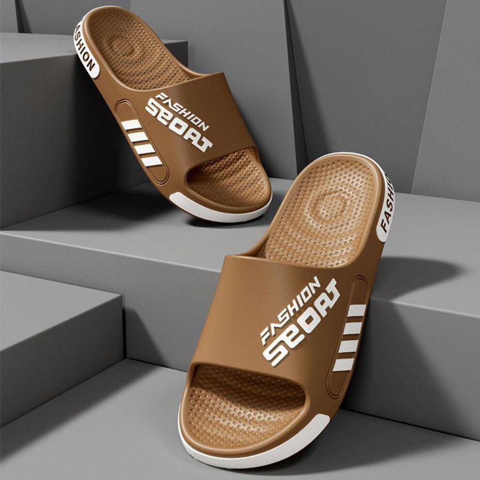 (coffee, 46-47) Stylish Men's And Women's Indoor Outdoor Non-slip Slippers For Home And Summer Wear