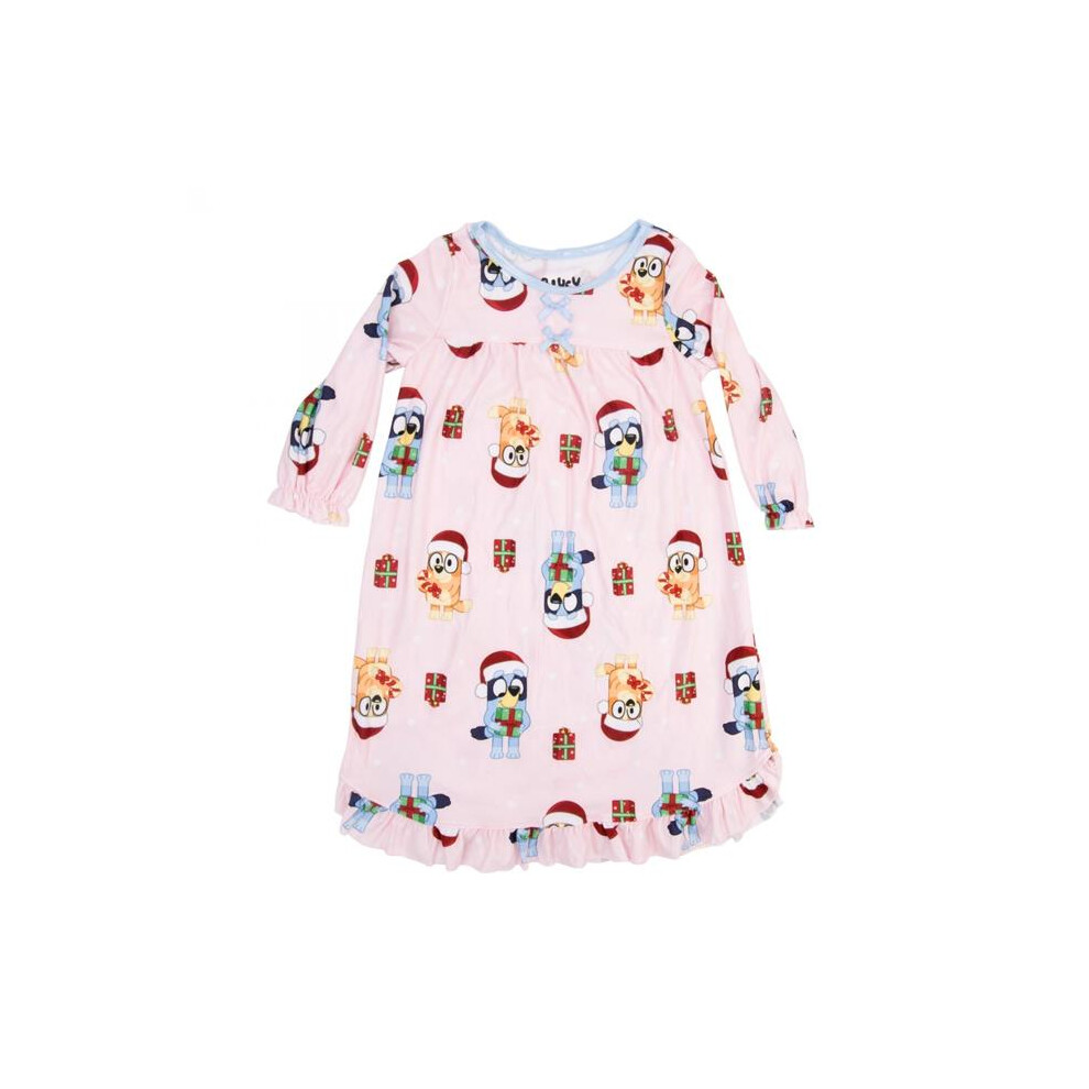 Bluey 880814-toddler4t Bluey & Bingo Santa Hats & Presents Toddlers Nightgown - Pink - Toddler 4T