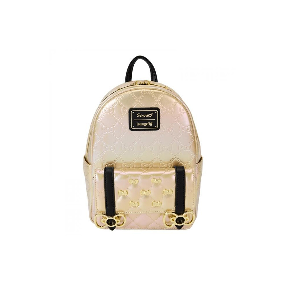 Hello Kitty 880767 Hello Kitty 50th Anniversary Golden Bows Mini Backpack by Loungefly