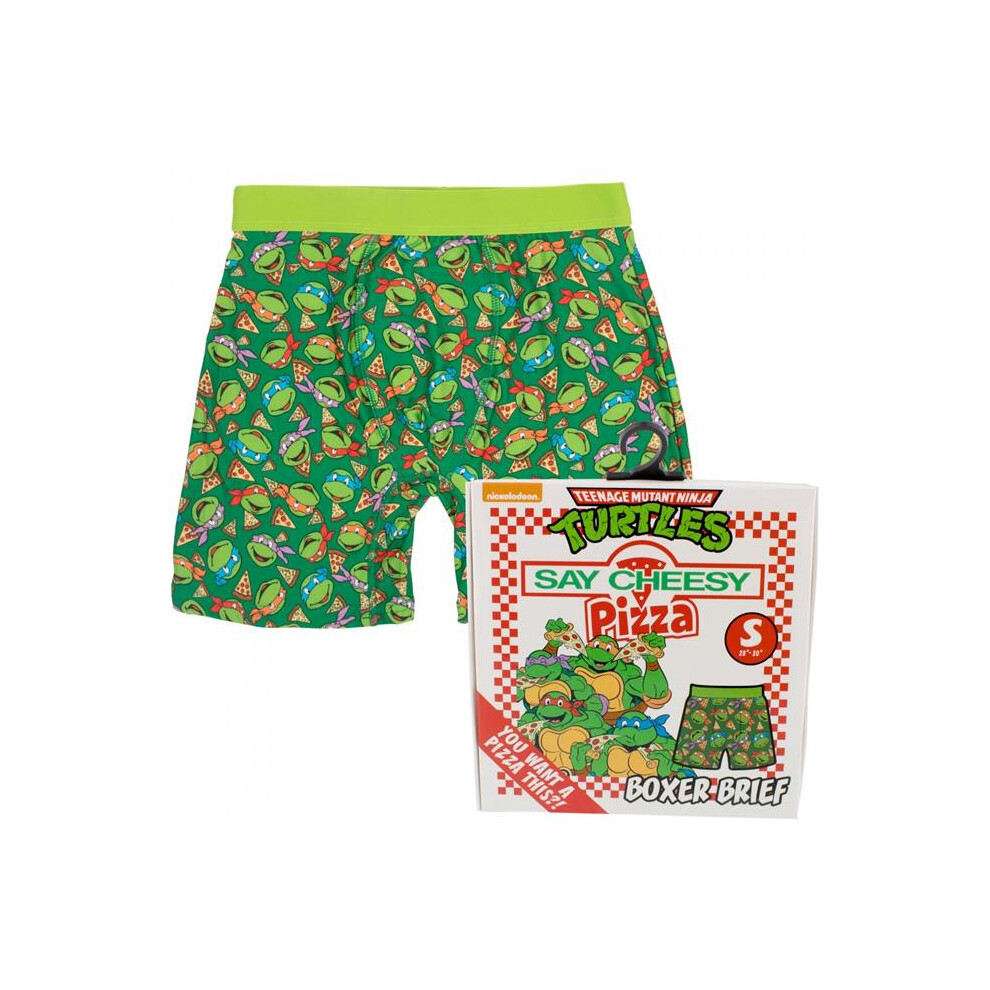 Teenage Mutant Ninja Turtles 881357-xlarge-40 Teenage Mutant Ninja Turtles Mens Boxer Briefs in Pizza Box - Green - Extra Large - 40-42