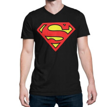 Superman tssupblkvneckXL Superman Black Mens V-Neck T-Shirt - Extra Large