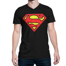 Superman tssupblkvneckS Superman Black Mens V-Neck T-Shirt - Small