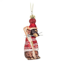 MDR Trading AB-27-HERITAGE-STRIPE-Q01 5 in. Dog with Skis & Hat Ornament - Red & Brown