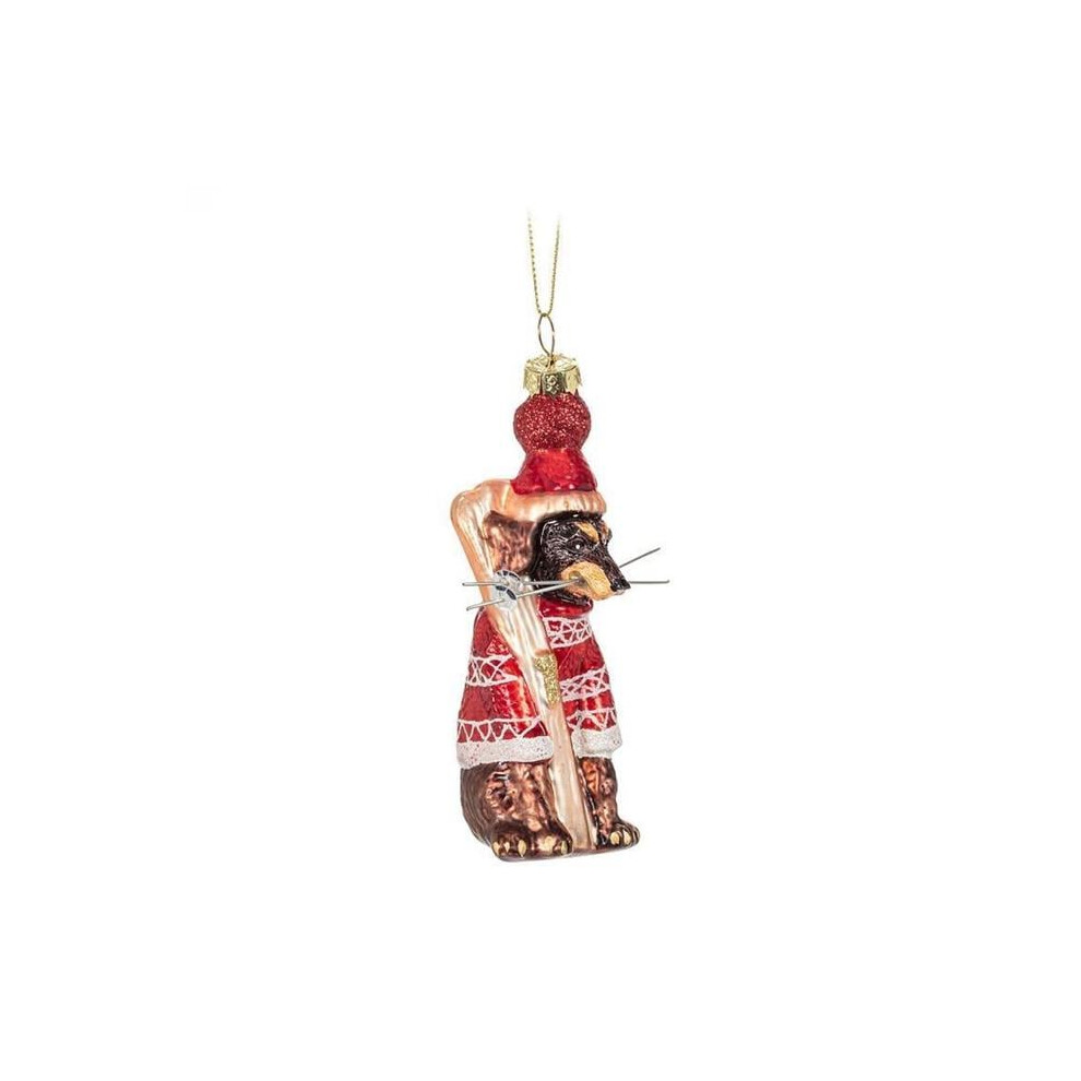 MDR Trading AB-27-HERITAGE-STRIPE-Q01 5 in. Dog with Skis & Hat Ornament - Red & Brown-image-OPC-PGB6KXW-NEW