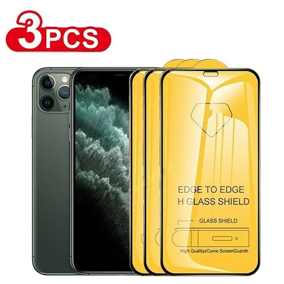 (black, iPhone 6) 3 Pcs Tempered Glass For Iphone 16 15 14 11 12 13 Pro Max Screen Protector For Iphone X Xr Xs Max 7 8 6s Plus Se2020 Full Cover Glass