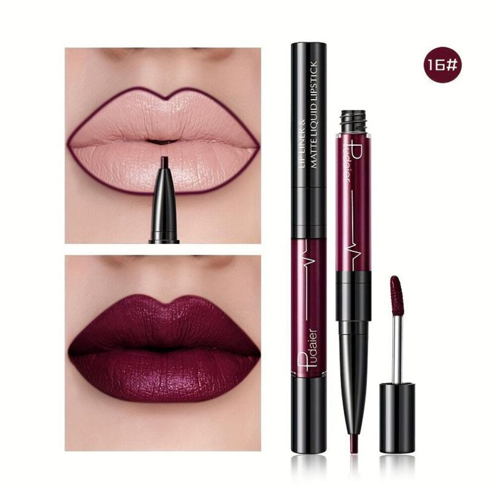(16#) 16 Color Double Ended Lipstick + Lip Liner, Smudge Proof Swivel Stick, Soft Matte Long Lasting Lipstick Valentine's Day Gifts