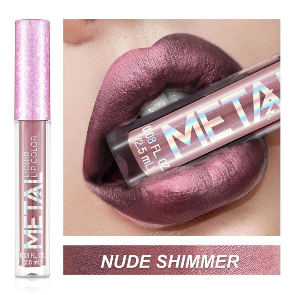 (06-NUDE SHIMMER) Sexy Long Lasting Matte Liquid Lipstick Waterproof Lip Gloss Sparkling Diamond Pearl Beauty