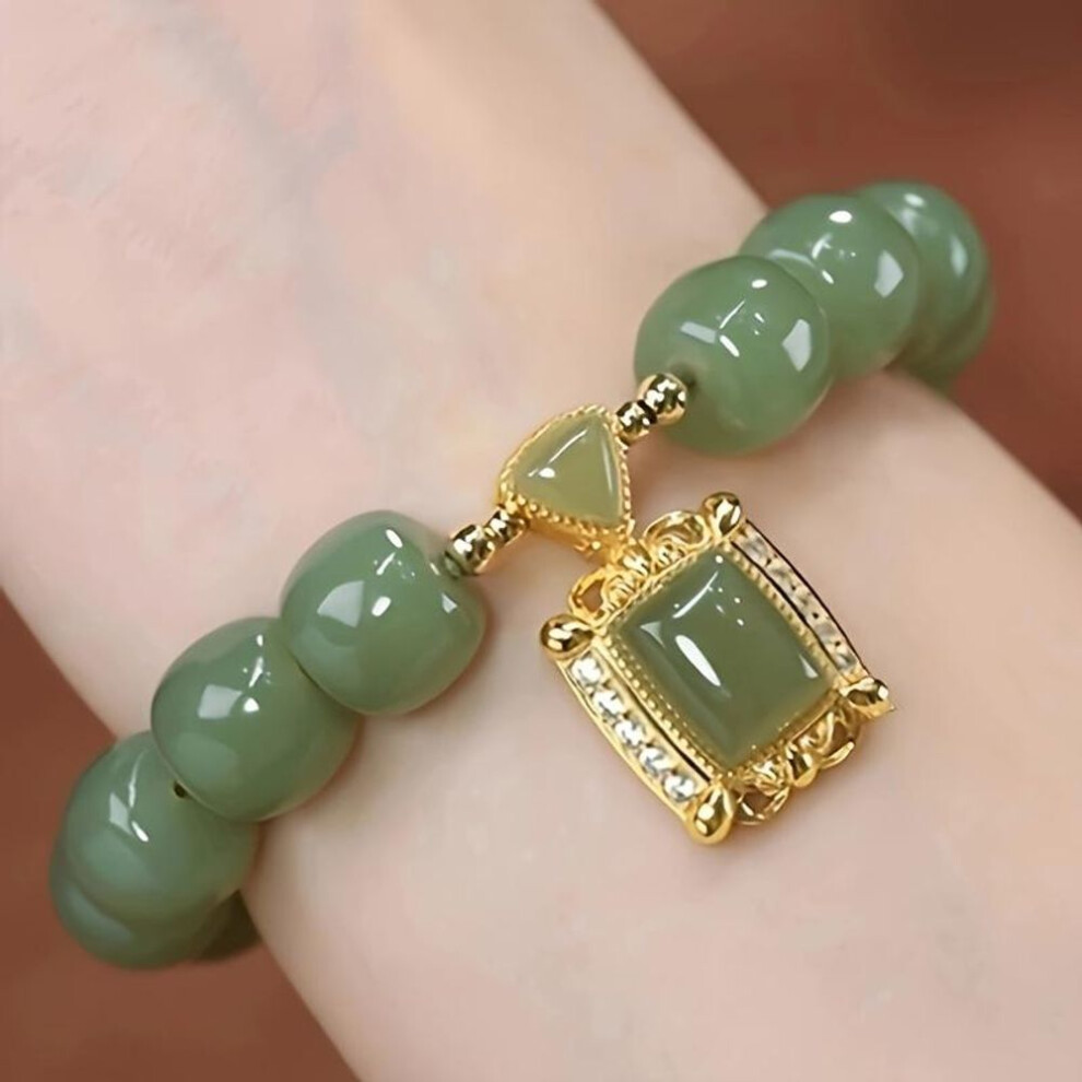 (as the picture) 1pc Elegant Jade Colored Beaded Bracelet  Traditional Chinese Style, Chic Accessory For All Occasions Fashion Bracelet Women Gift